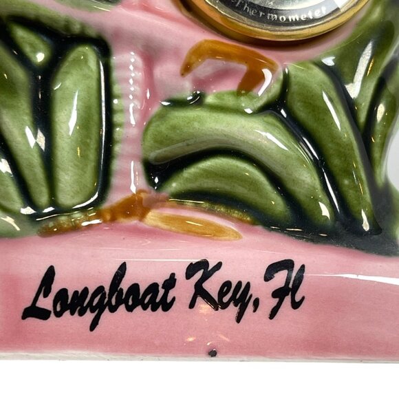 Vintage Florida Longboat Key Pink Flamingo Thermometer Figurine Kitsch Souvenir - Picture 6 of 10